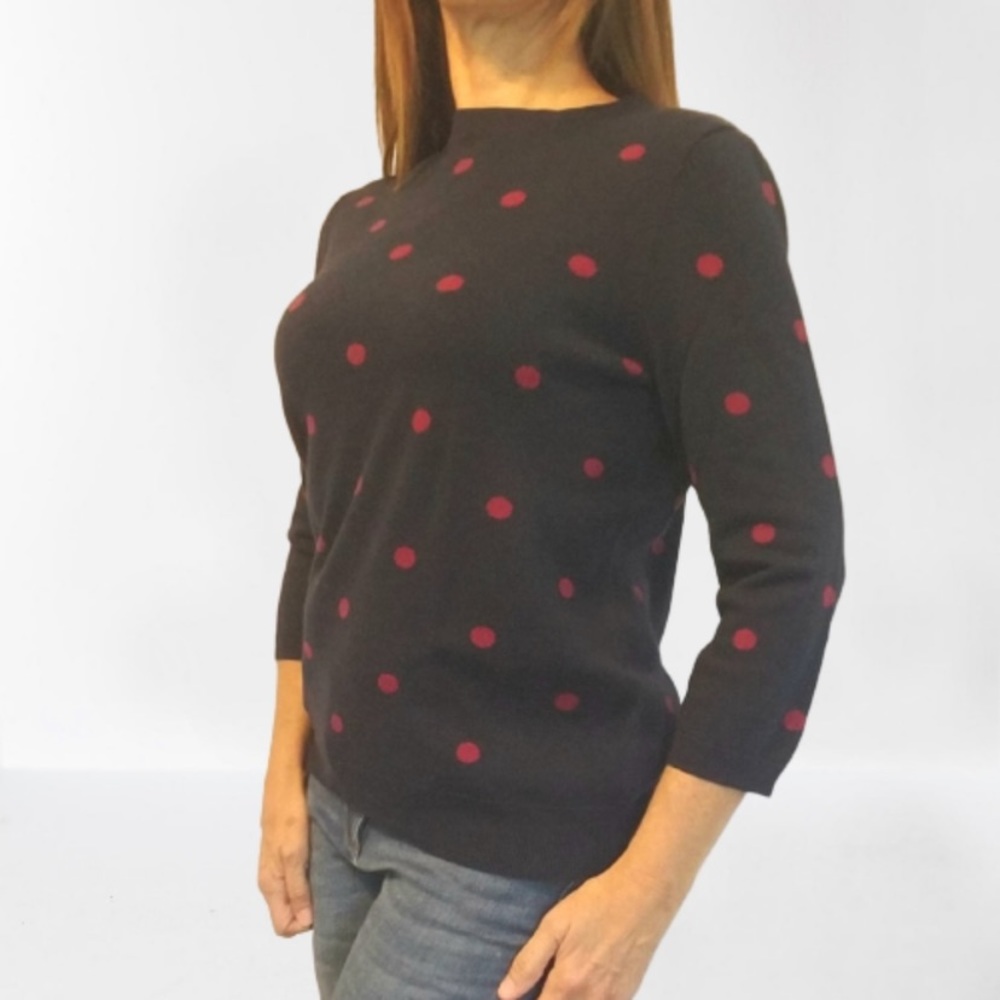 Talbots Navy Blue Polka Dot Sweater
